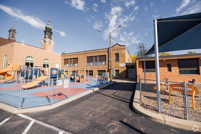 St. Maximilian Kolbe provides a playground and ball courts.