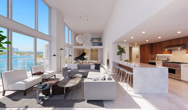 Discover a home with floor-to-ceiling windows and highend kitchen appliances.