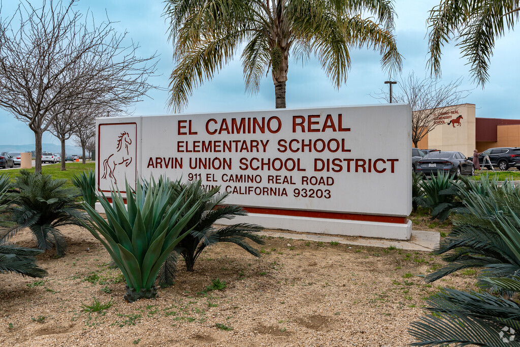 The sign at El Camino Real Elementary welcomes students and staff as they enter the school.