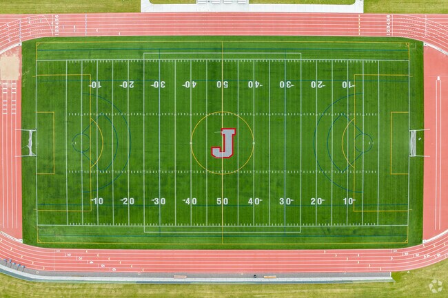 Jefferson High School soccer and football teams play at the schools newly renovated turf field.