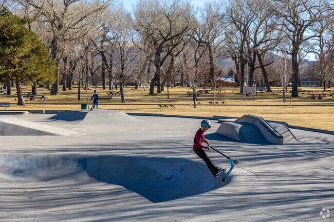 The skate park at Mills Park offers ramps and bowls for all skill levels in Carson City.