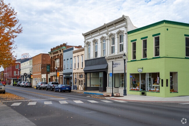 Downtown Martinsville is lined with charming two-story historic buildings.