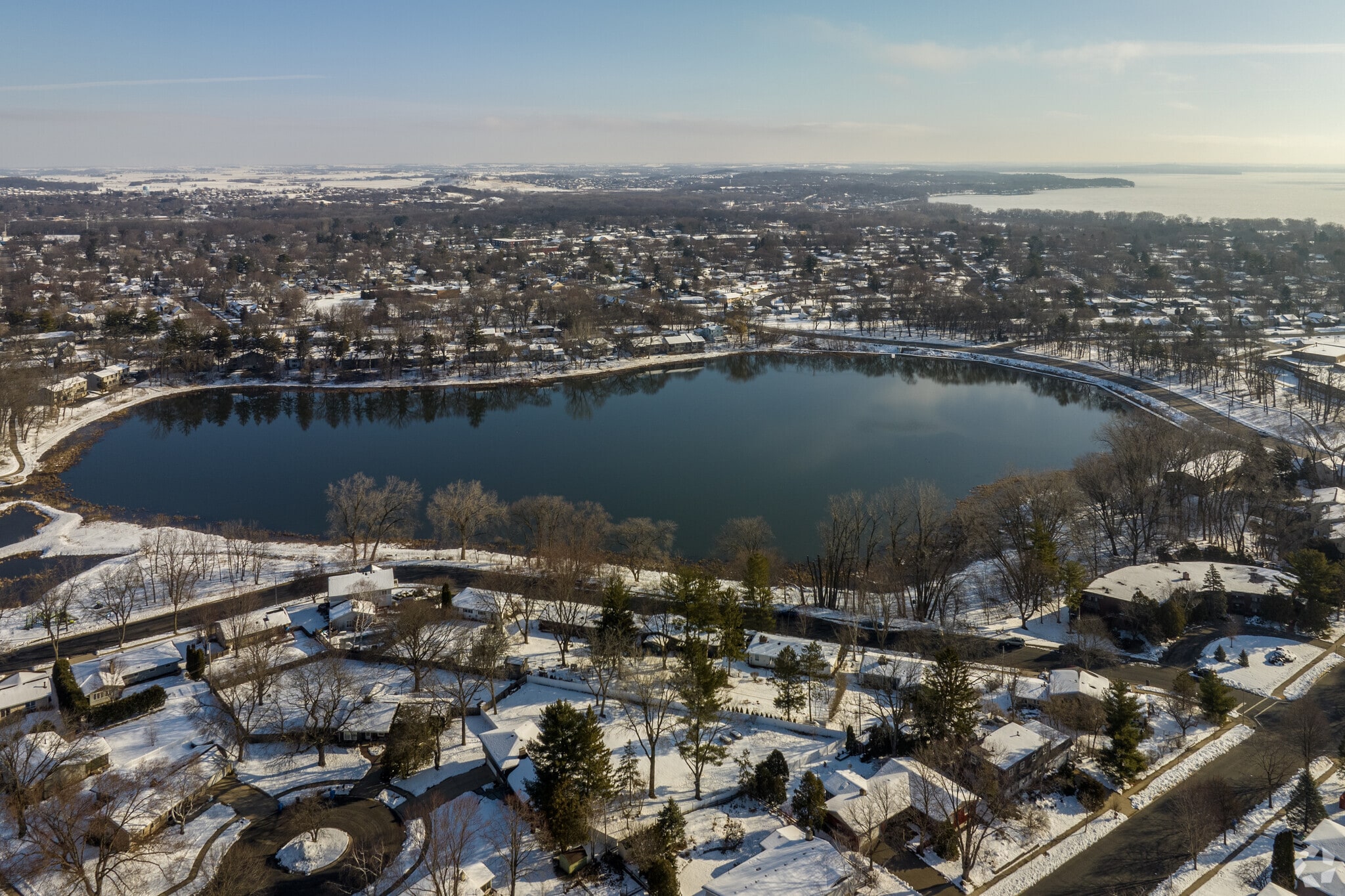 The Tiedman Pond with Lake Wingra Visible in the background.
