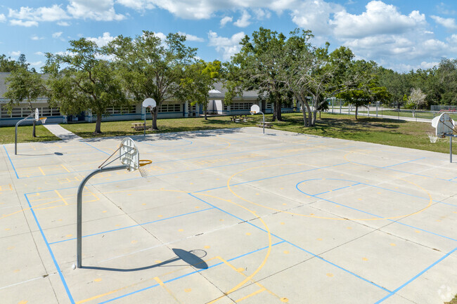 Edgewood Academy in Fort Myers has several basketball courts for student play during recess.
