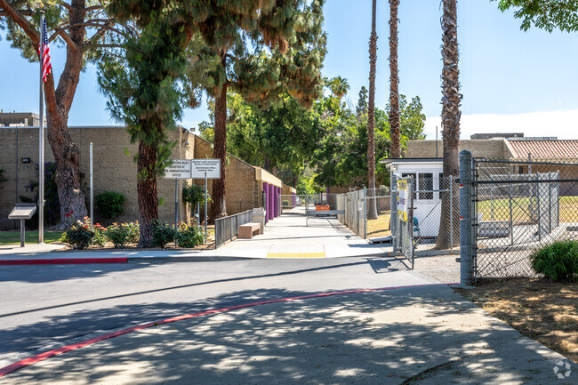 The entrance to Sherman Indian High School is secured.