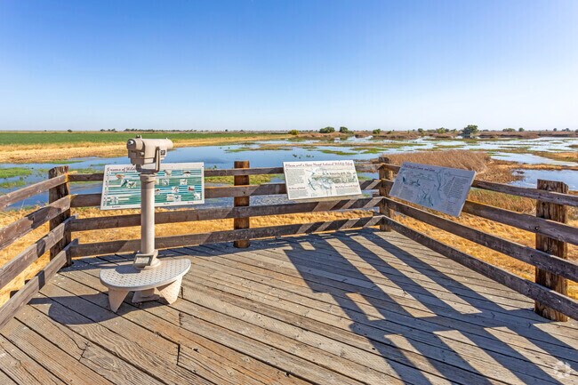 Bird watch on the observation deck at Merced National Wildlife Refuge in Merced County.