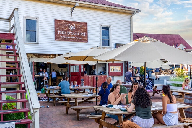 Residents love spending afternoons on the patio at The Stables in Upper Uwchlan.