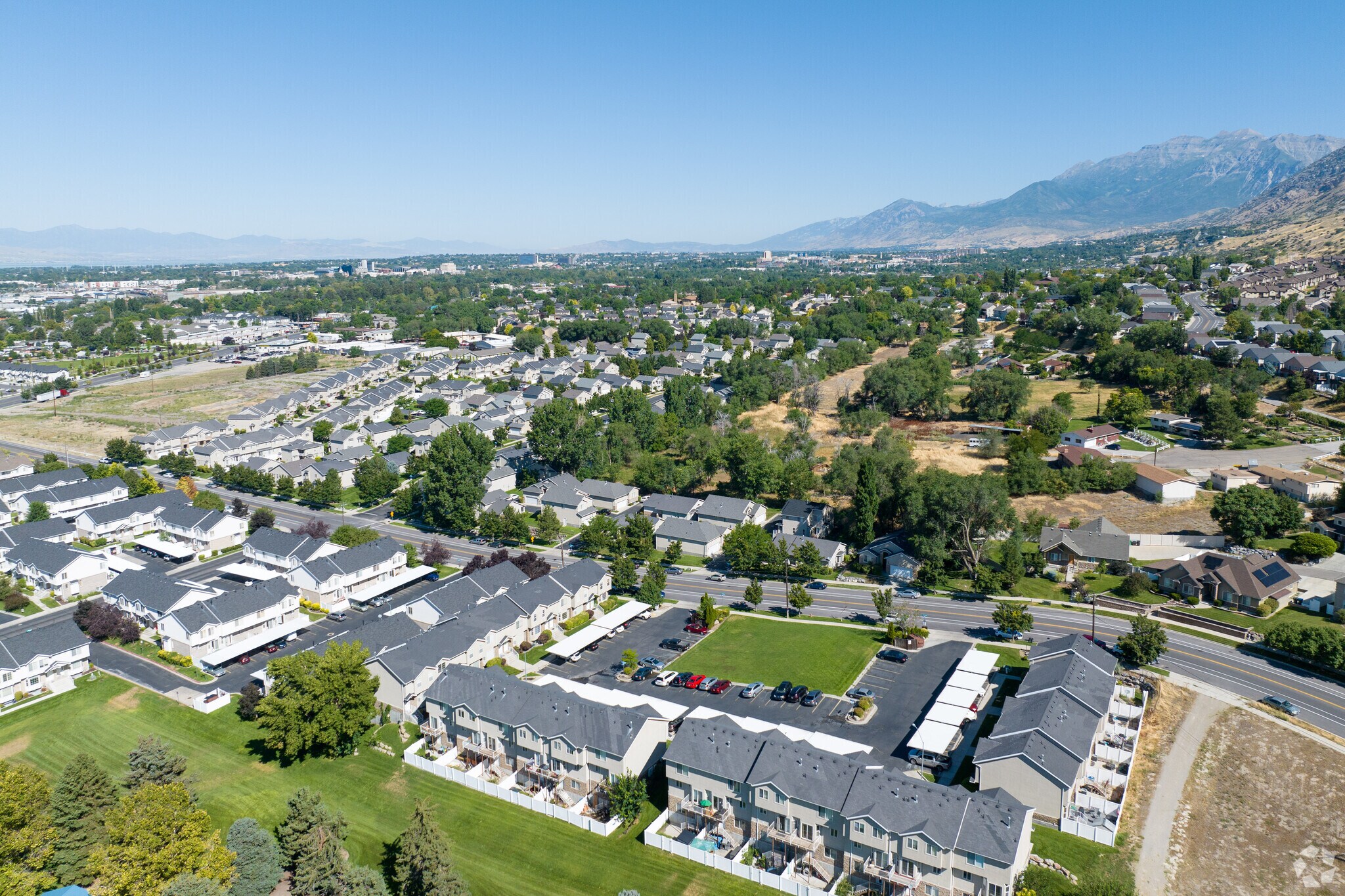 Aerial view of the Provost neighborhood looking north.