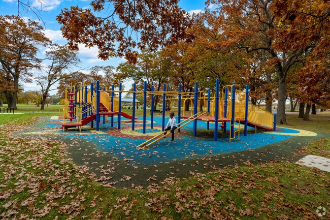 Van Antwerp Park offers a spacious playground for children in Detroit.