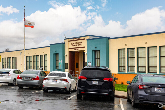 A view of the Manuel F. Cunha Intermediate School office from across the street.