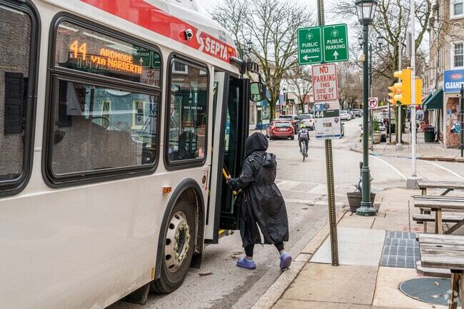 Narberth is easy to get to with many Seota buses running often along Haverford Ave.