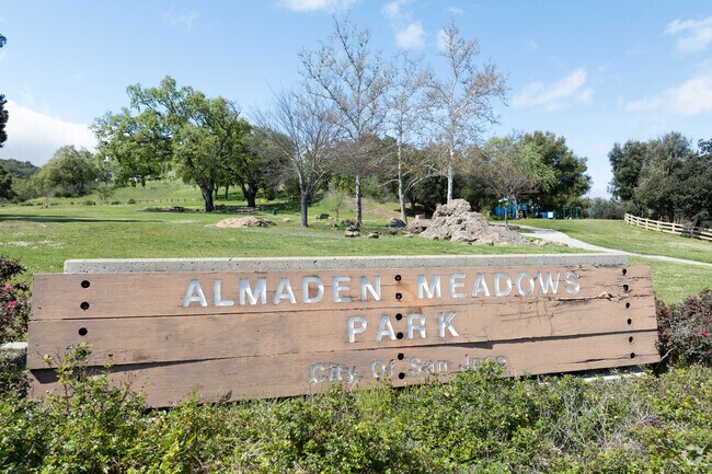 Montevideo residents frequent nearby Almaden Meadows Park for scenic walks and open hillside views.