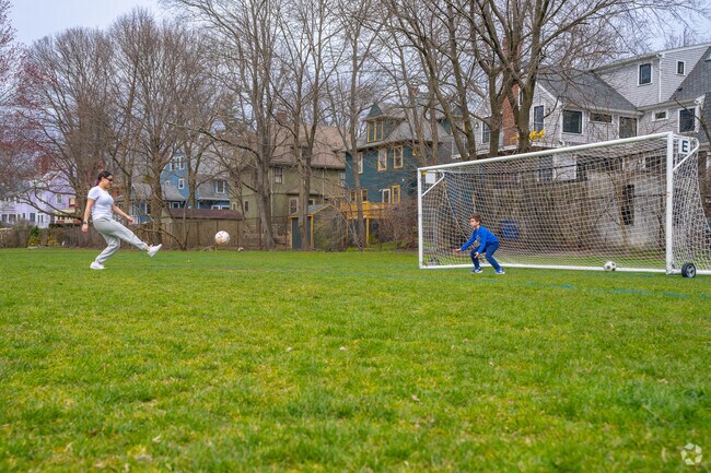 Improve your goalie skills on the soccer fields at Weeks Park in Newton Center.