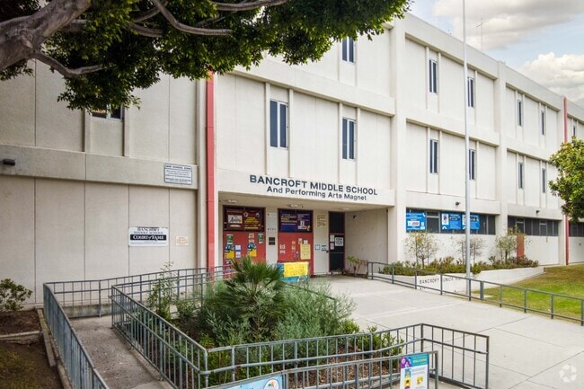 School building at Hubert Howe Bancroft Middle School in Los Angeles.