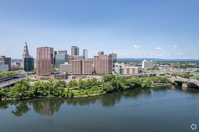 Nearly the entire shoreline of the Connecticut River is connected park spaces. Pedestrian walkways even connect Downtown with East Hartford.