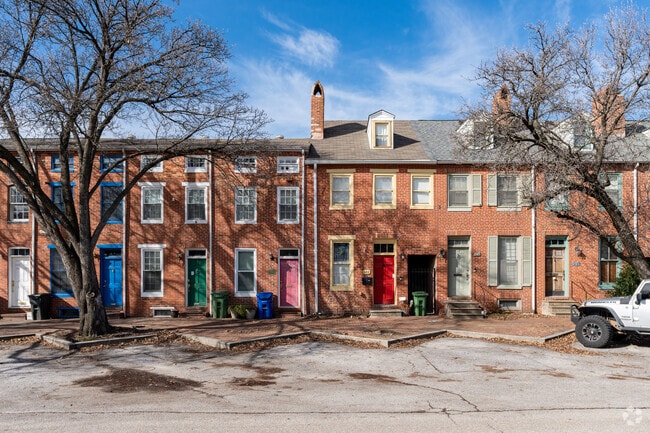 Single family brick row homesin Ridgely's Delight a neighborhood in Baltimore.