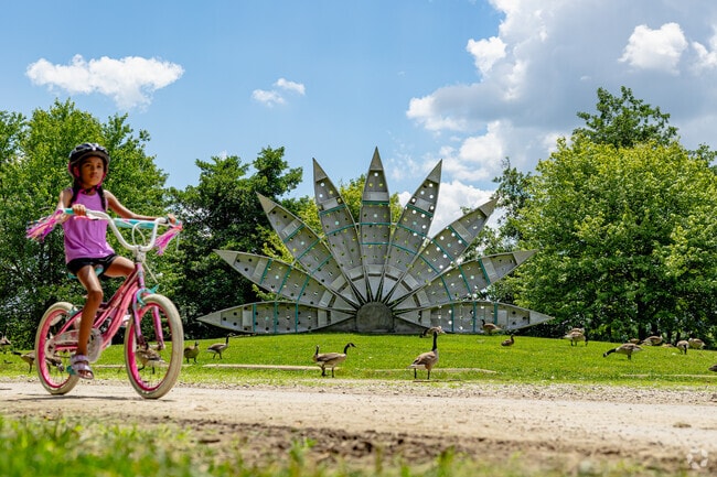 The nearby Border-to-Border trail follows Fuller Road on the north edge of Gallup Park.