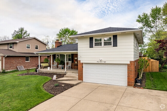 Creekview's Split-level homes often have attached garages and wide driveways.