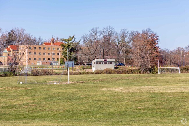 St. Vincent Park offers a playground, walking trails, tennis courts, and athletic fields.