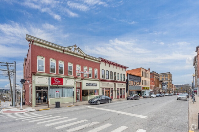 The streets of downtown Fairmont are lined with older brick buildings.