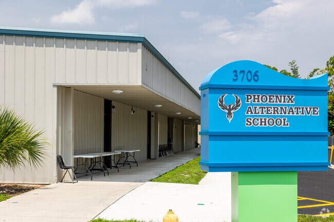 The Phoenix Program in Naples is easy to find with a large welcome sign.