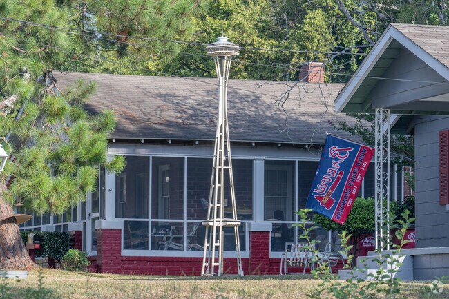 Yard art in Bealls Hill Historic District can take many shapes like a mini Space Needle.