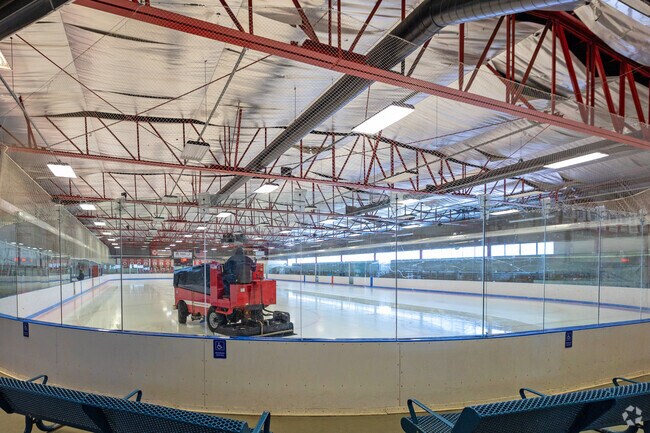 Shaker Heights Thornton Park interior of ice rink being prepped for skaters of Shaker Heights