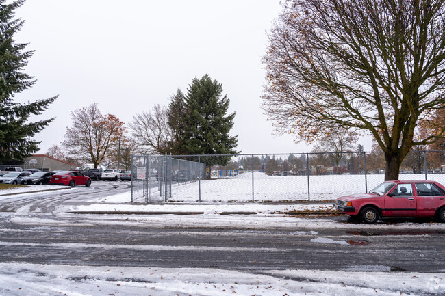 Audubon Elementary features a large play field.