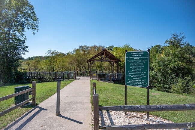 Park entrance with signage.