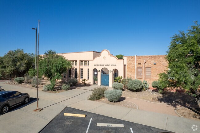 The main entrance to Borton Magnet School, which has a B-minus score on Niche.