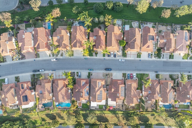 Homes in Rancho Niguel have distinct red tile rooftops and some homes are able to feature pools in the backyard.