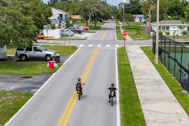 New Port Richey East has bike friendly rads and sidewalks.