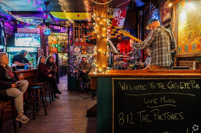 Patrons of the historic Cat's Eye Pub enjoy a show by The Philtone's in Fells Point.