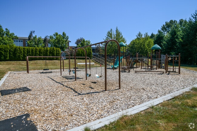 Swings for kids to play on at St. John Fisher School.
