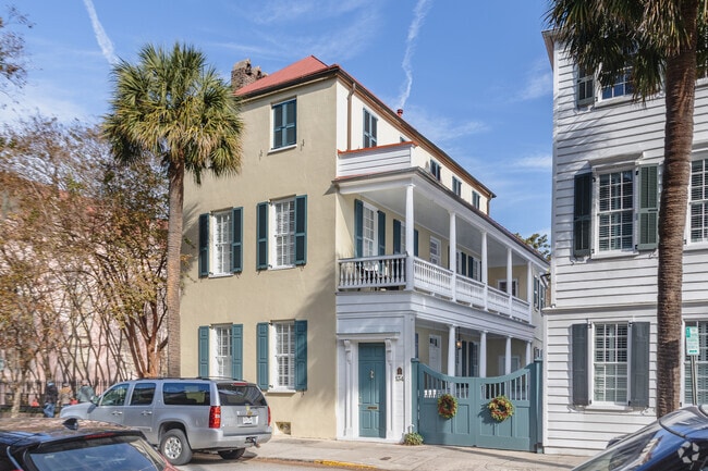 Find charming Charleston-single style homes with double porches in the French Quarter.