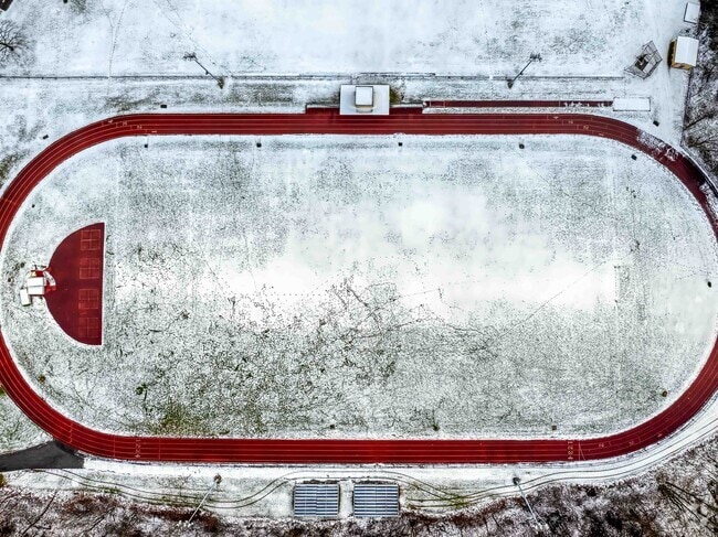 The track field at Butler Area Intermediate High School waits for spring.