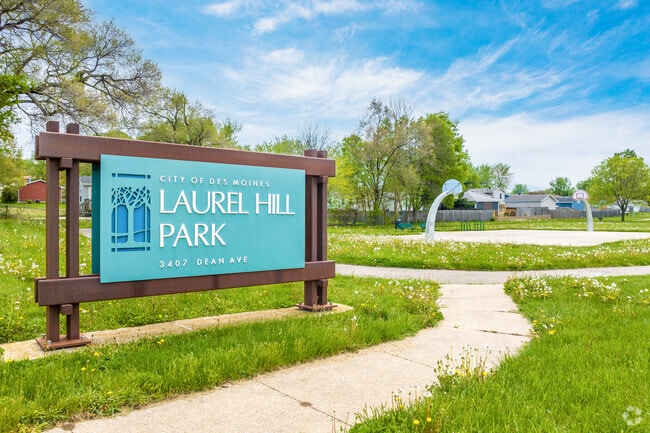 Laurel Hill Park features green space, a basketball court, pavilion, and a playground.