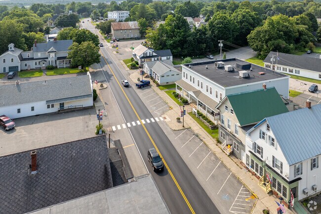 The town's main street, Route 2, running through Newport, ME.