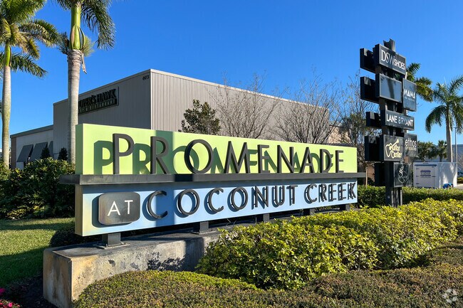 Stroll through the vibrant Promenade at Coconut Creek.