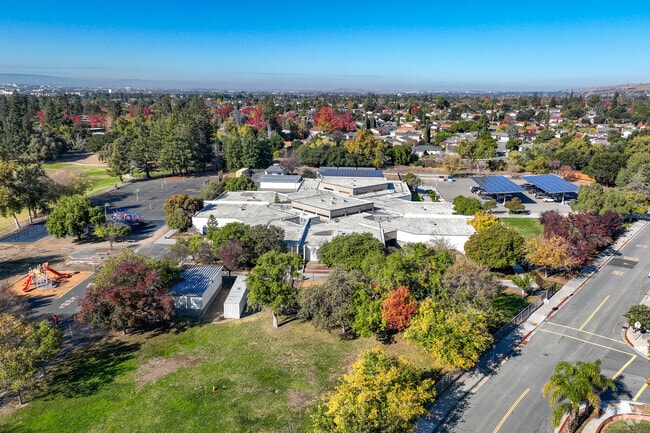 The Majestic Way Elementary School offers a sprawling campus when viewed from above.