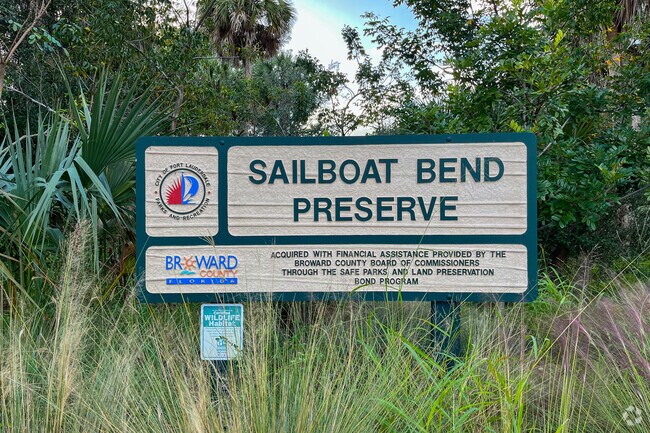 Sailboat Bend Preserve signage.