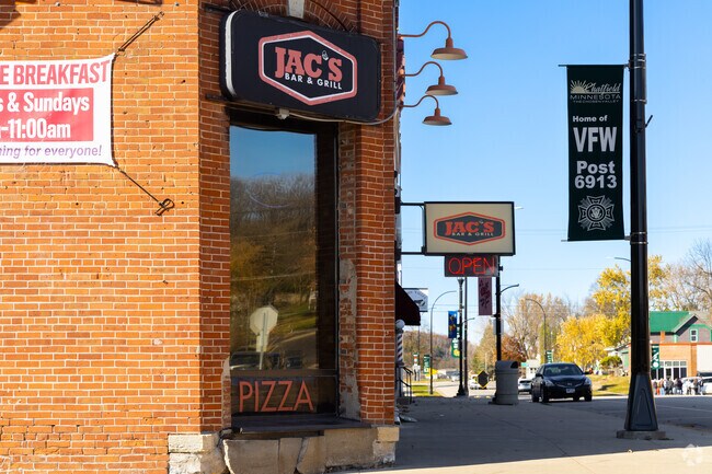 Jac’s Bar & Grill serves pub favorites along Chatfield’s Main Street.