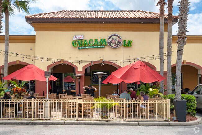Enjoy an authentic Mexican meal indoors or on the patio at Fresh Guacamole in Breakaway Trails.
