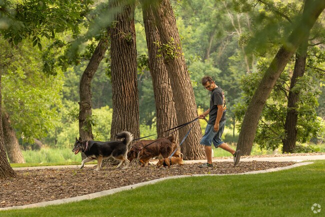 Ponte's Park features scenic walking and biking trails that run along the Red River.