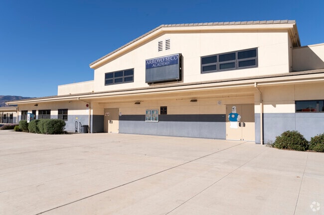 The main entrance to Arroyo Seco Academy in Greenfield, California.