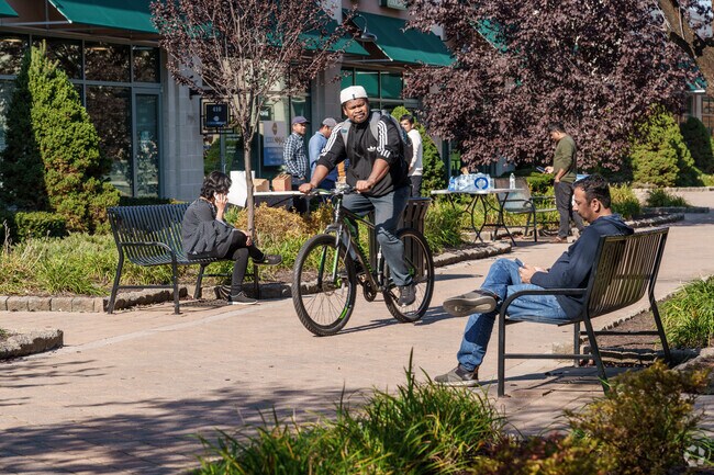 Pedestrian and bike-friendly Downingtown bustles on a Sunday morning.