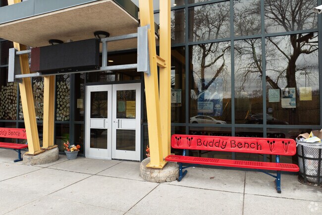 The main entrance at Roots Academy in Albany, NY.