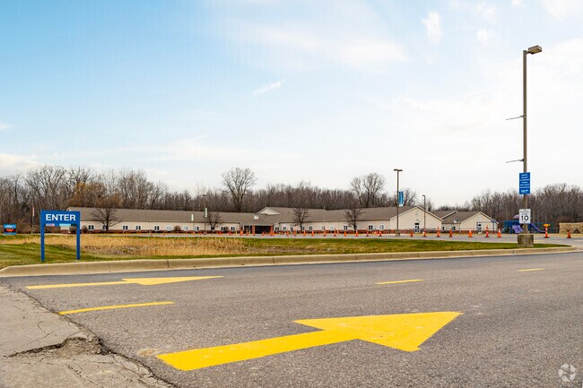 Entrance to looping drive at Metro Charter Academy.