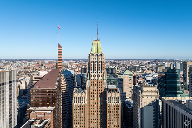 The downtown Baltimore skyline is a dynamic blend of historic landmarks and modern designs.