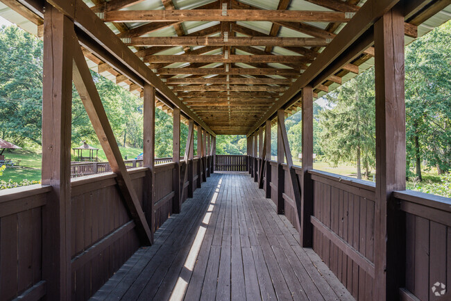 Discovering serenity on the charming walking bridge in Manor, PA.